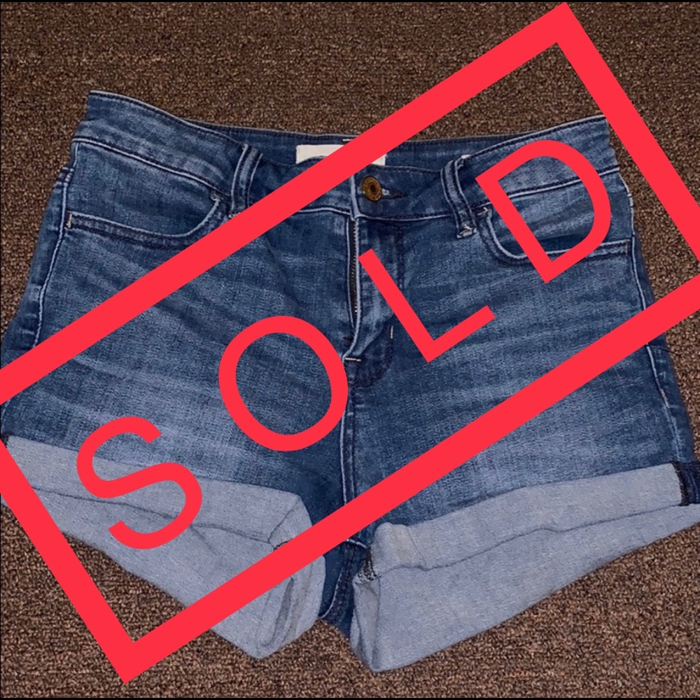 High Rise super stretch shortie jean shorts